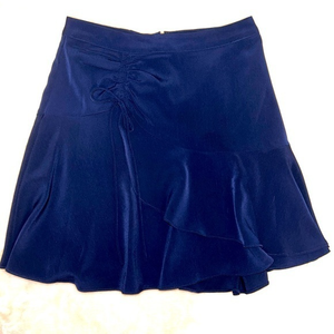 Skies Are Blue ruffled, navy blue mini skirt - sz SMALL